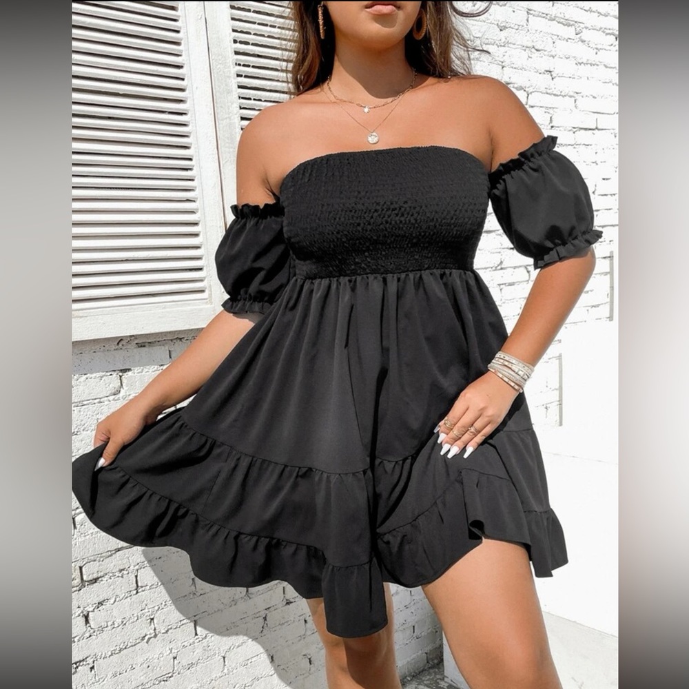 Plus Size Off the Shoulder Hem Dress